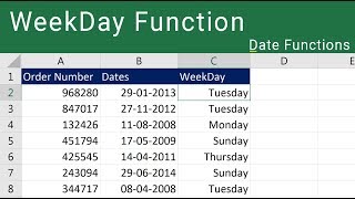 Excel Weekday Function [upl. by Namyw771]