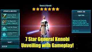 Star Wars Galaxy of Heroes General Kenobi 7 Star Unveiling and Gameplay w AAT Raid Gameplay [upl. by Ettenor]