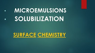 Microemulsions and Solubilization  Surface Chemistry [upl. by Crean]