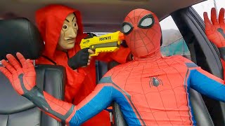 Spiderman Who is in the car Superhero vs Villain Spider Man Car Video [upl. by Ygief]