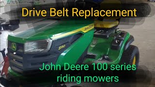 How to change the drive belt  transmission belt on a John Deere S130 amp other 100 Series mowers [upl. by Jegar965]