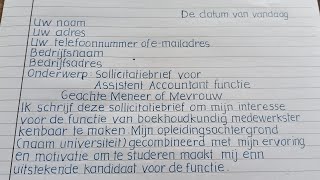 SOLLICITATIEBRIEF VOOR ACCOUNTANT ASSISTENT POSITIE [upl. by Miranda]