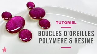 TUTORIEL  Boucles dOreilles en Pâte Polymère Encre à Alcool et Résine UV [upl. by Ahcorb642]