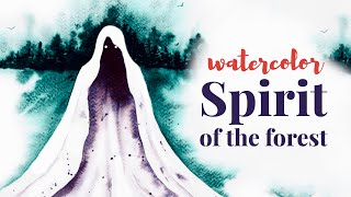 Spirit of the Forest in Granulating Watercolors  Halloween Painting Tutorial [upl. by Uella]