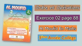 Exercice 2 page 88  Al moufid en mathématiques 3AC  Ordre et opérations [upl. by Koblas506]