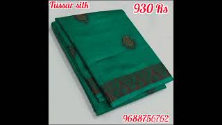 Tussar silk thread work saree with blouse offer 930 Rs Ship Extra🎊🎊🎊 [upl. by Whitford]