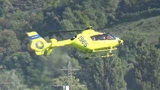 Eurocopter EC135T2 HBZUC Air Glaciers landing Sion airport Valais Switzerland 28092023 [upl. by Ellehsem593]