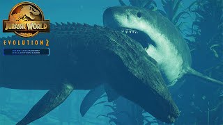 NEW MEGALODON VS MOSASAURUS  Jurassic World Evolution 2 [upl. by Sidney]