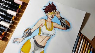 Tracer Overwatch  speed drawing [upl. by Euqinor]