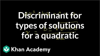 Discriminant for types of solutions for a quadratic  Algebra II  Khan Academy [upl. by Uri144]