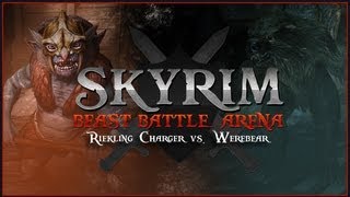 Skyrim Beast Battle Arena  Riekling Charger vs Werebear [upl. by Elnore9]