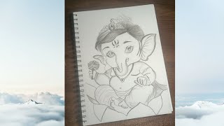 ganesh ji drawing  ganesh ji sketch  grid method [upl. by Drhcir]