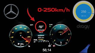 Mercedes C300d cabrio 0250kmh  0100  14mile  100200  0200  on German Autobahn GPS [upl. by Aidekal]