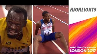 WCH London 2017  4X100m  Men  Final  Usain Bolt injured Great Britain team wins [upl. by Agneta]