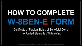 How to Complete W8BENE Form for Business Entities [upl. by Fitzhugh]