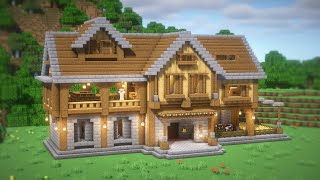 Minecraft How To Build a Large Survival HouseBuild Tutorial50  마인크래프트 건축 야생 집 인테리어 [upl. by Hertberg]