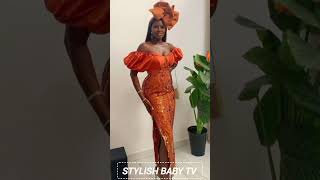 Orange Colour Lace Design For Ladies asoebigirls lacegown owanbestyles [upl. by Anekahs]