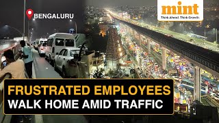 Bengaluru Traffic ‘Frustrated’ Techies Walk Home After Getting Stuck for Hours  Watch [upl. by Pizor]