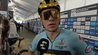 Remco Evenepoel  Interview at the finish  World Championships Road Race Zürich 2024 [upl. by Kellen688]