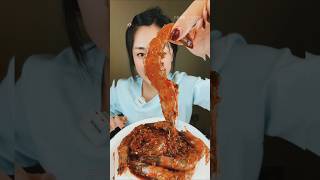 Spicy double pepper sauce shrimp asmr eating food eating deliciious spicy chilis asmreating [upl. by Fotina324]