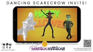 Dancing Scarecrow Halloween Video Invitation  CUSTOMIZE THIS VIDEO INVITE [upl. by Salohcin]