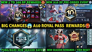 BGMI A10 ROYAL PASS 1 TO 100 RP REWARDS PUBG NEW UPDATE SEASON C7S21 TIER RESETA10 RP RELEASE DATE [upl. by Warford]