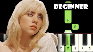 Listen Before You Go  Billie Eilish  BEGINNER PIANO TUTORIAL  Slow Speed [upl. by Ted]