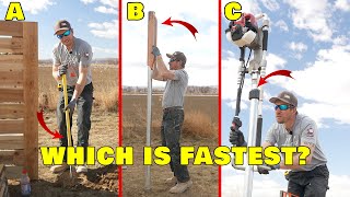 The Fastest Method For Setting Fence Posts Digging VS Driving [upl. by Beichner789]