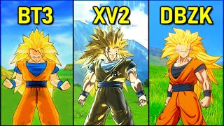 Goku  All Forms amp Attacks  DBZ Kakarot vs DBXV2 vs Tenkaichi 3 SSJSSJ2SSJ3KX20 [upl. by Ainitsirk]