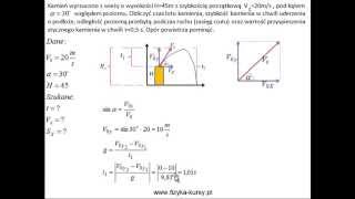 Kinematyka 6 rzut ukośny  poziom studencki wwwfizykakursypl [upl. by Pooi]