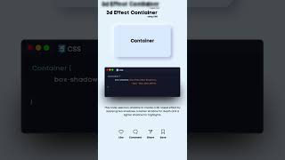 🖼️✨ Create a Stunning 3D Effect Container with CSS 🎨💫 shorts shortsvideo cssanimation htmlcss [upl. by Anaira23]