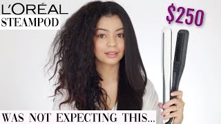 TESTING THE LOREAL STEAMPOD FLAT IRON ON CURLY HAIR  HONEST REVIEW [upl. by Ambie748]