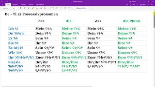 ዶች  ትግርኛ Deutsch  Tigrinya Lektion 12 Possessivpronomen [upl. by Oiram205]