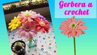 gerbera a crochet gerbera tejida flor tejida a crochet o ganchillo floreseternas [upl. by Sivet]