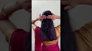 Easy and elegant hairstyle for women 🌺saree hairstyle with clips ✨🌺centre clip hairstyle [upl. by Marieann]