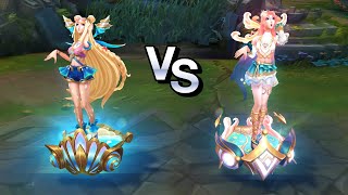 Ocean Song Seraphine vs Ocean Song Seraphine Prestige Edition Skins Comparison League of Legends [upl. by Valenba]