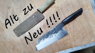 Cleaver aus einem alten Kochmesser ein Schrottmesser bekommt neues Leben kitchenknife blacksmith [upl. by Mitzie230]