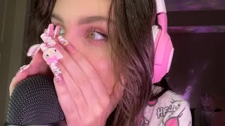 Beebee ASMR Nail Tapping Part 2 Compilation  Mouth Sounds Extra Long Nails Fluttering [upl. by Nisay932]