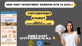 New USDT Earning website Minimum investment 47USDT  Daily withdrawal 1  8USDT [upl. by Annahvas477]