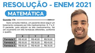 ENEM 2021 –Após consulta médica um paciente deve seguir um tratamento composto por três medicamentos [upl. by Canale]