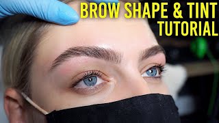 Full Brow Shape And Tint Tutorial Including Lash Tint [upl. by Darrin80]