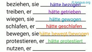 deutsch german Konjunktiv Konjunktiv II Vergangenheit hätte wäre bezogen getrieben gewogen [upl. by Ahsaela]