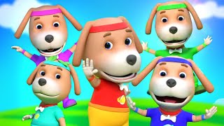 Five Little Dogs Jumping On The Bed Nursery Rhymes and Baby Songs [upl. by Yaker336]