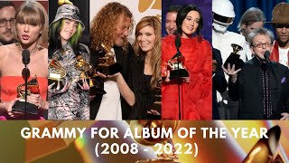 GRAMMY FOR ALBUM OF THE YEAR WINNERS AND NOMINEES FROM 2008 TO 2022 [upl. by Fisken]