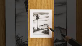 Scenery drawing with charcoal pencil 😍 shorts [upl. by Carlin320]