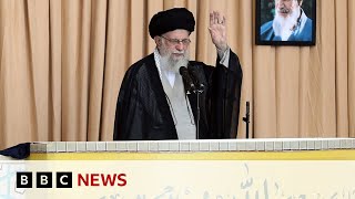 Irans supreme leader defends strikes on Israel in rare public speech  BBC News [upl. by Waine]