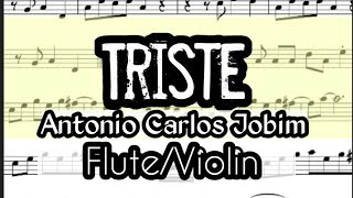 Triste Flute Violin Sheet Music Backing Track Play Along Partitura [upl. by Pressey]