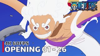 One Piece  ALL Openings 01  26  4K 60FPS Creditless  CC [upl. by Luemas]