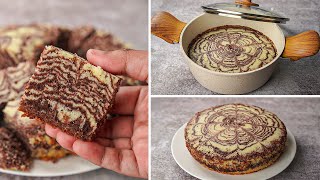 Zebra Cake in Curry Pan  No Mold No Oven Soft Spongy Zebra Cake Recipe  Yummy [upl. by Seiber]