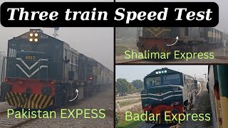 Three trains speed test pakistan railway [upl. by Aicekat]